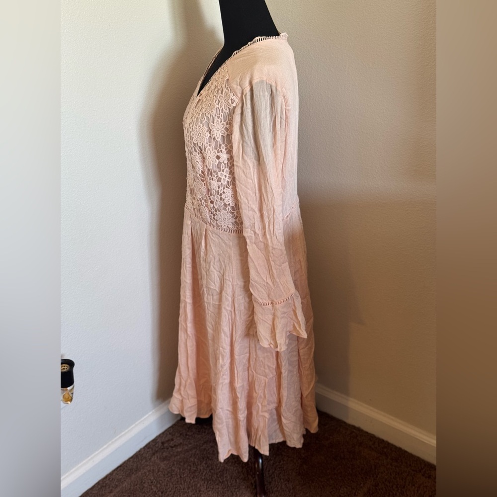 2 FOR $25 EST 1945 Cato First Bloom Dress Bell Sleeve Elegant Peach Pink 14 NEW - Picture 3 of 12